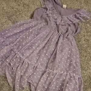D4🔹️SHEIN Purple Polka Dot Kids Dress